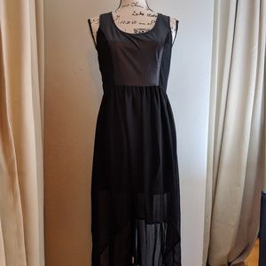 Forever21 highlow dress chiffon leather S
